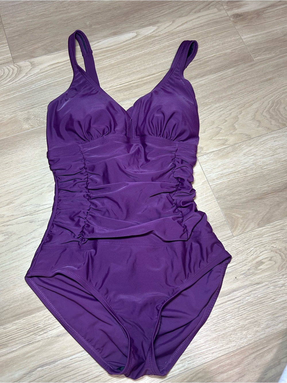 Source Unknown Purple Ruched One-Piece Swimsuit